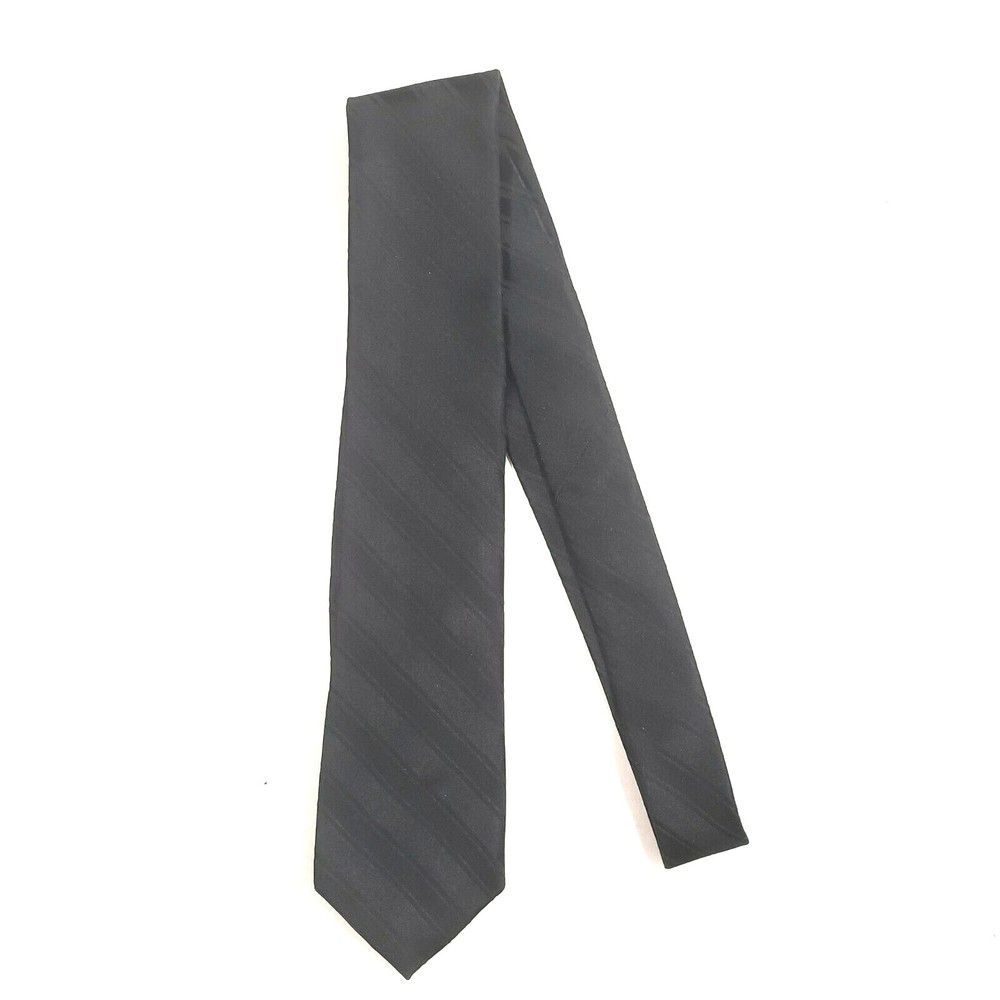 Merona Men's 100% Silk Tie Stripe Patterned Black Classic